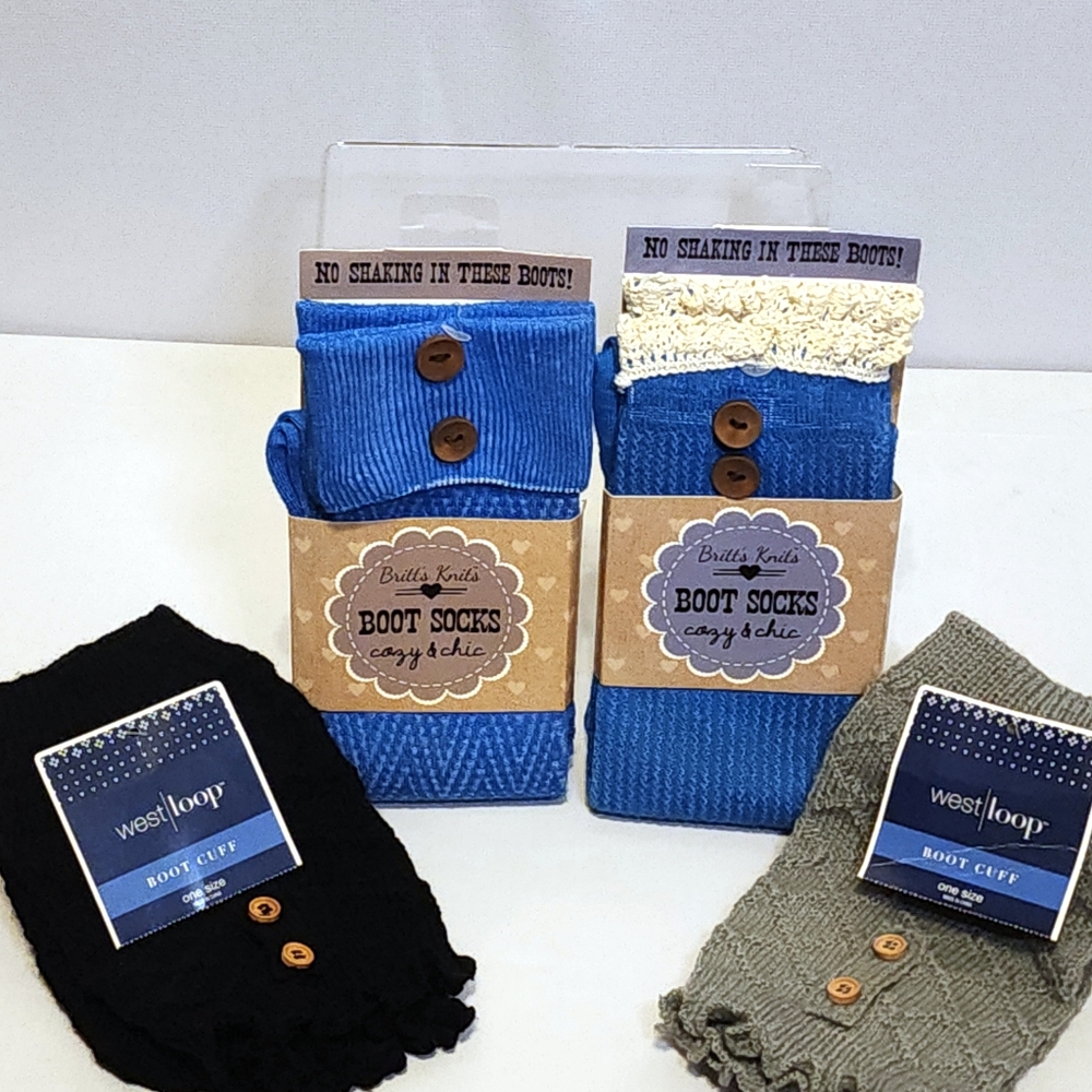 Nwt (4) Boot Socks/Cuffs by Britt's Knits (1 size most) Wear w/boots or with out